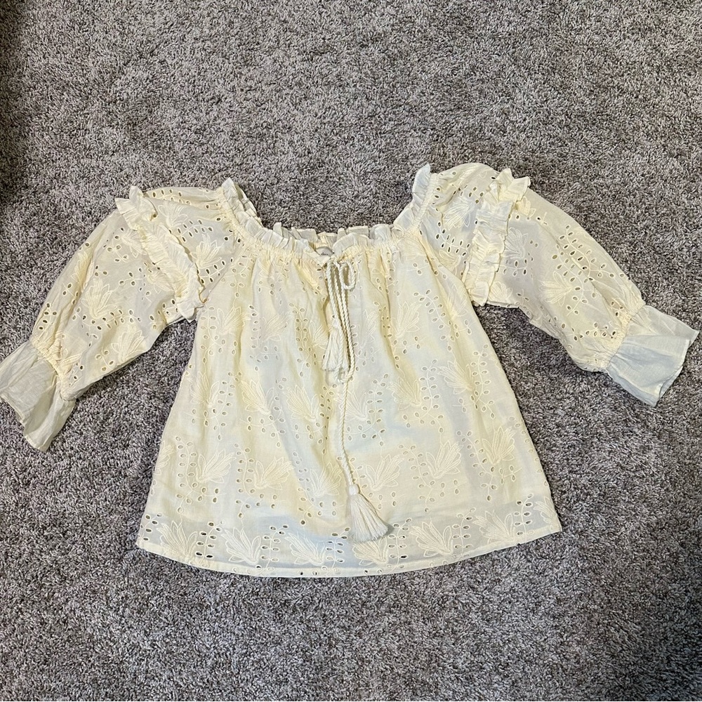 Anthropologie Off-the-Shoulder Eyelet Top